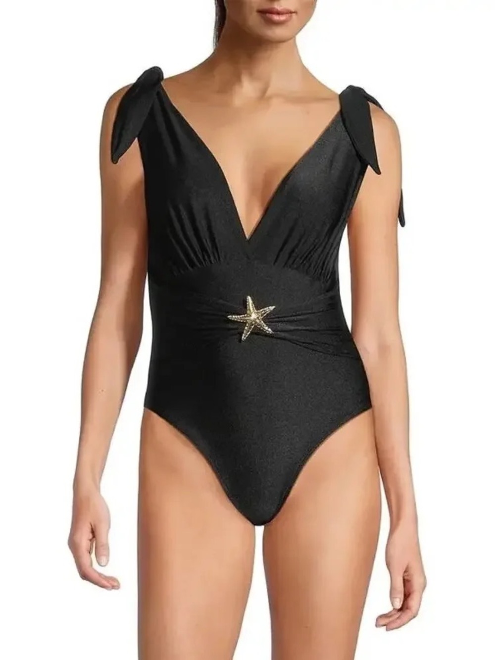 PatBO Black One-Piece Swimsuit with Star fish Accent